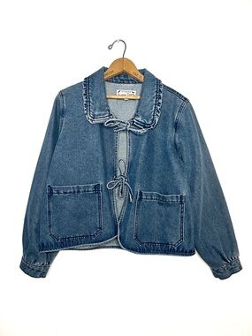 Stoosh | Collared Tie-Front Jean Jacket